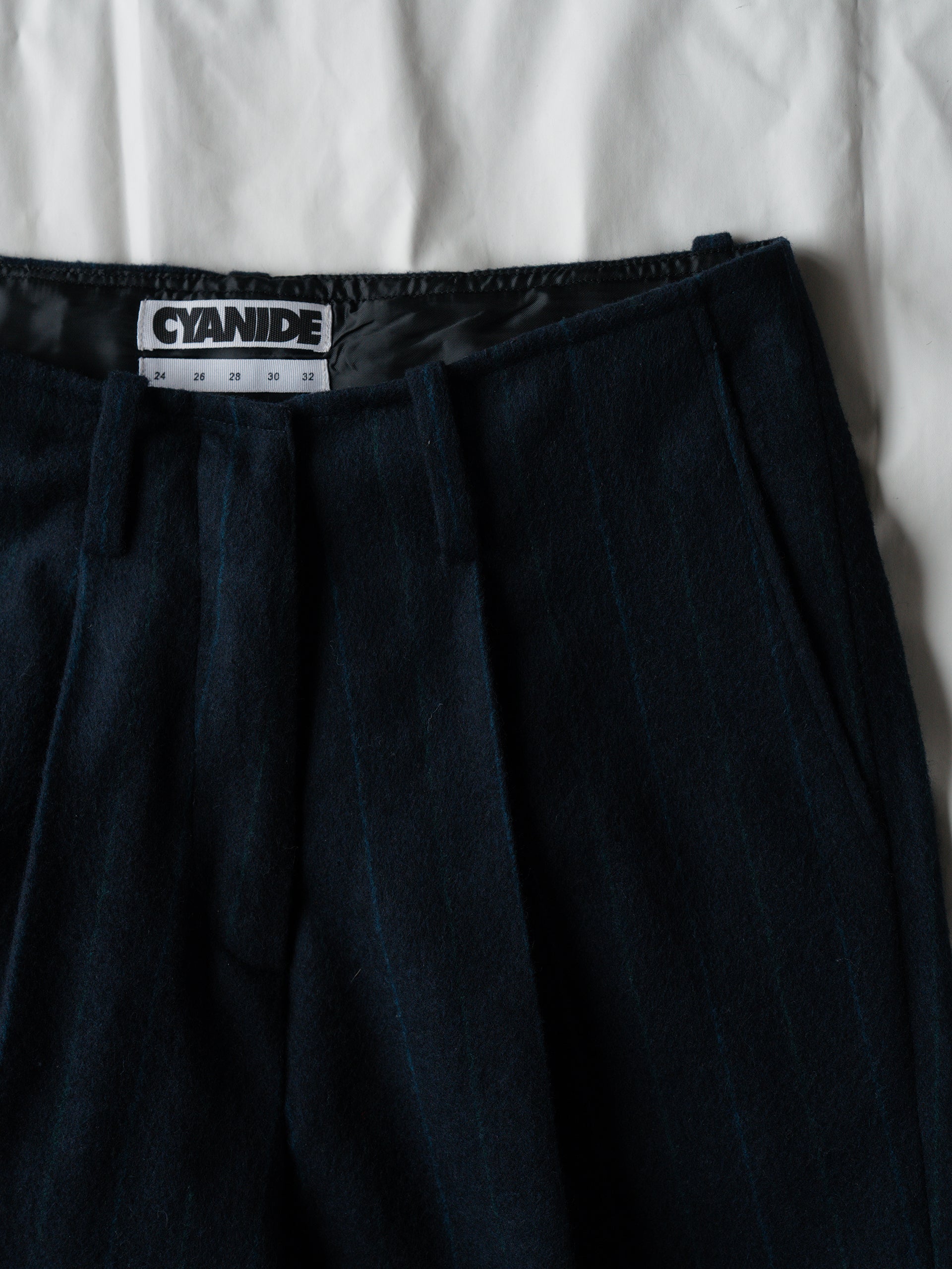 WOOL FLANNEL PANTS IN NAVY PINSTRIPE